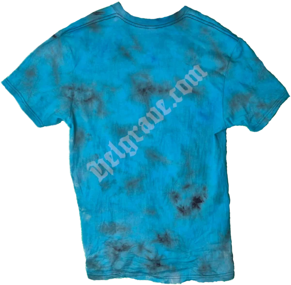 Product image for blue scrunch dyed Helgrave tshirt for goths, punks and rebels.
