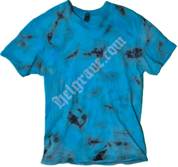 Product image for blue scrunch dyed Helgrave tshirt for goths, punks and rebels.